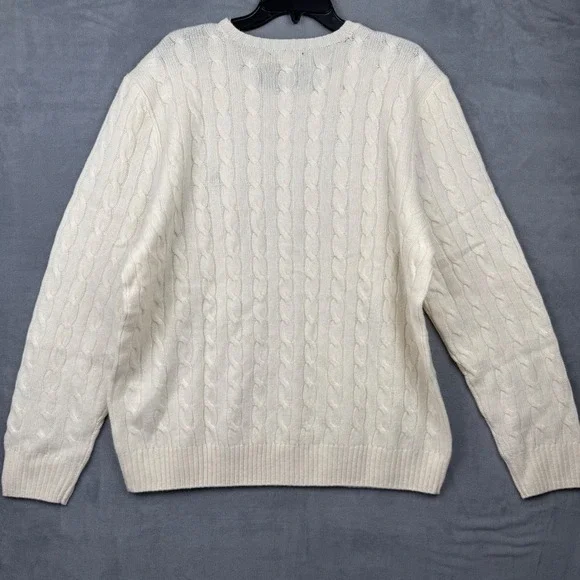 Polo Ralph Lauren Mens Cream Cable Knit Wool Cashmere Sweater XXL NWT - Picture 10 of 11